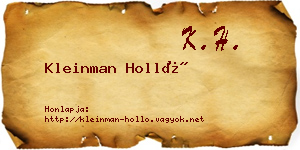 Kleinman Holló névjegykártya